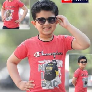 Kids Red Printed T Shirt