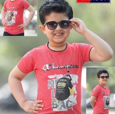 Kids Red Printed T Shirt