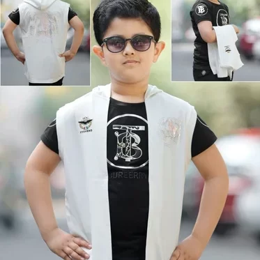 Boys Black T Shirt With Jacket