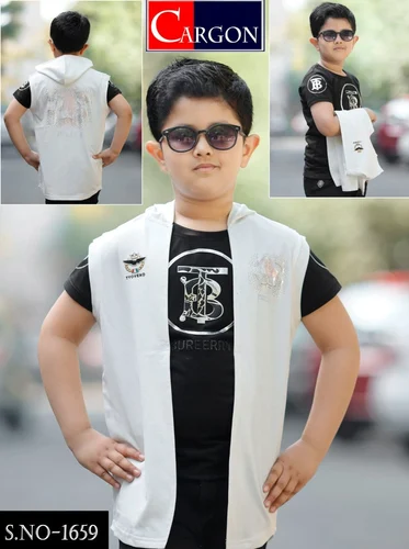 Boys Black T Shirt With Jacket