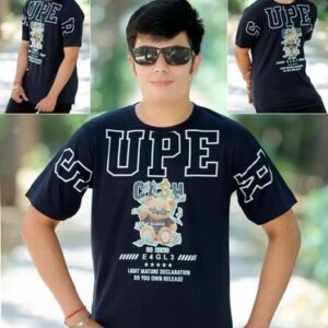Boys Black Printed Round Neck T Shirt