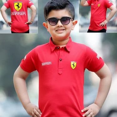 Boys Red Collar T Shirt