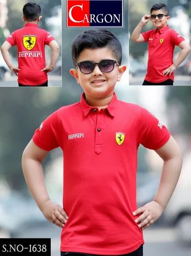Boys Red Collar T Shirt