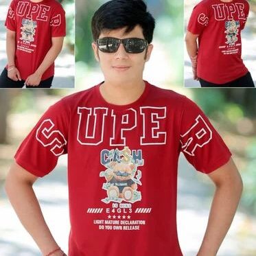 Boys Red Printed Round Neck T Shirt